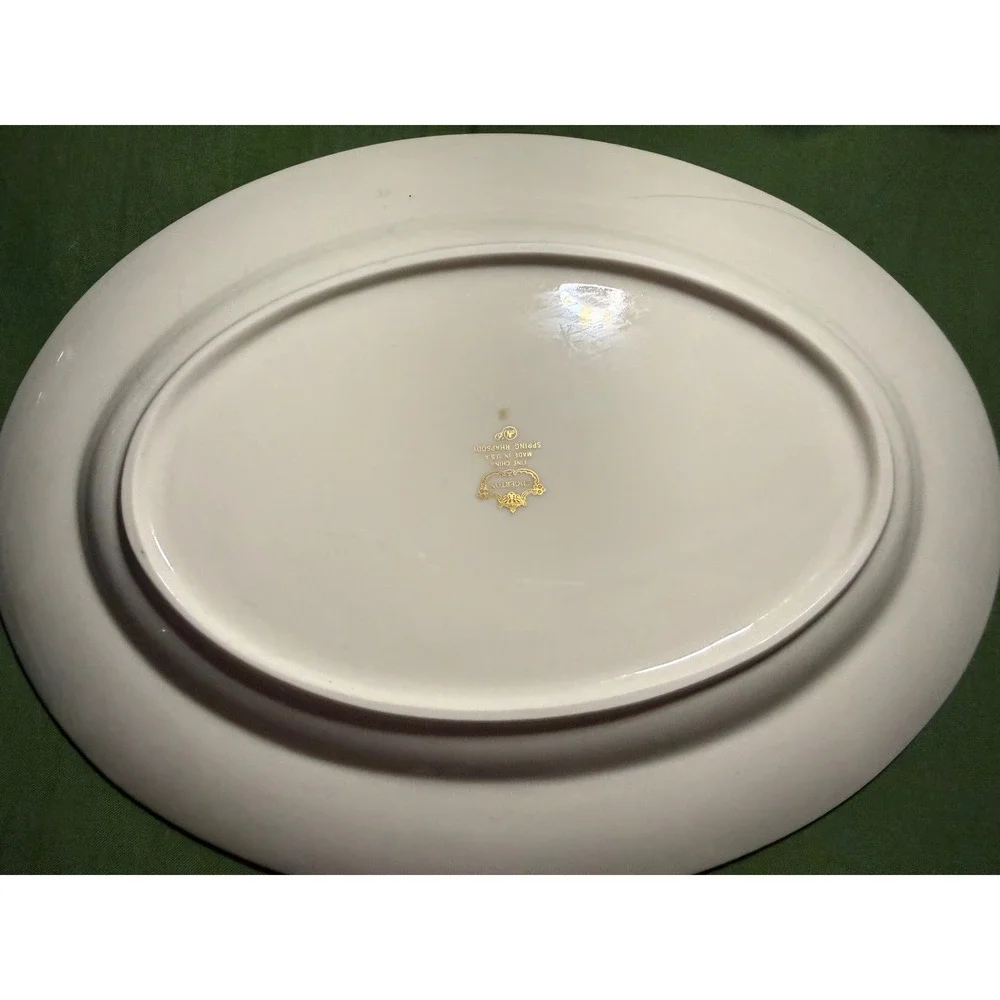 Edgerton Fine China Spring Rhapsody Oval Serving Platter Platinum Trim USA